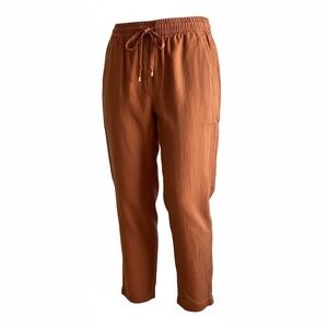 DKNY Lyocell Drawstring Pants Women’s Size 4 Rust Brown Elastic Waist